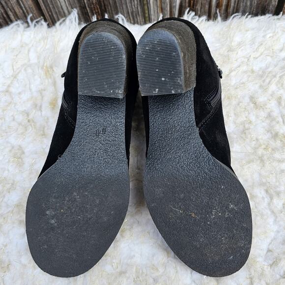 Black Ankle Booties J. JILL Size 8.5 Suede Leather Zip Heeled Boots Side Zip - Picture 10 of 13